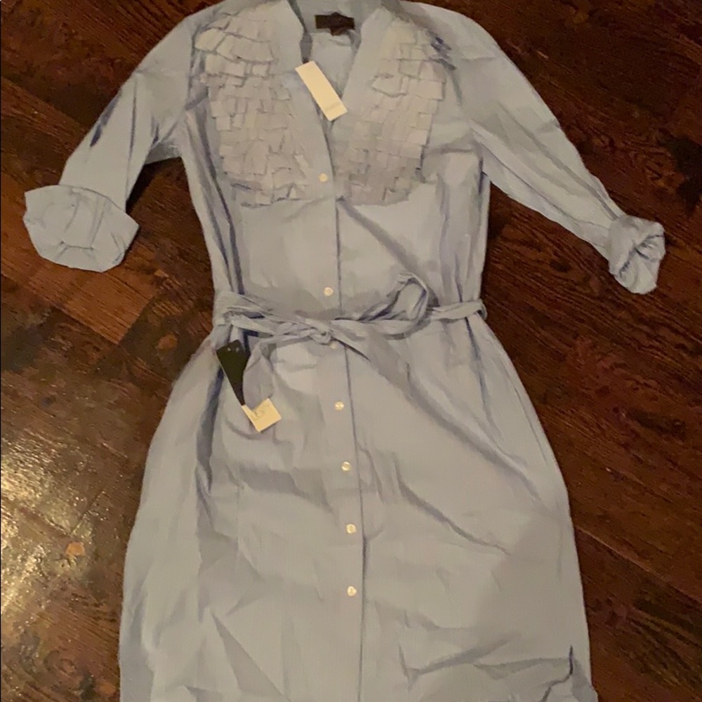 Ann Taylor LOFT light blue and white striped dress